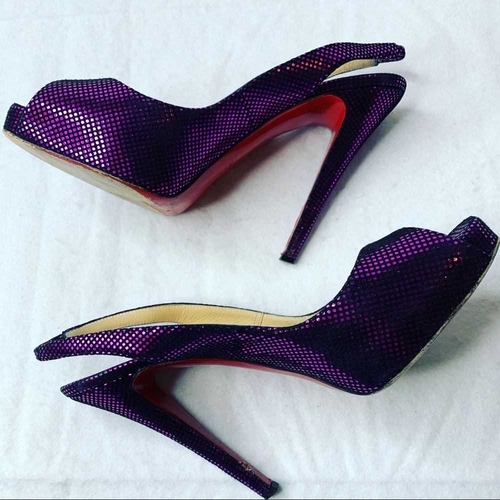 Christian Louboutin No Prive Metallic purple heels